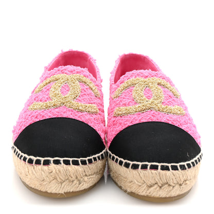 Chanel Tweed Grosgrain CC Espadrilles 41 Pink Black 3 of 9