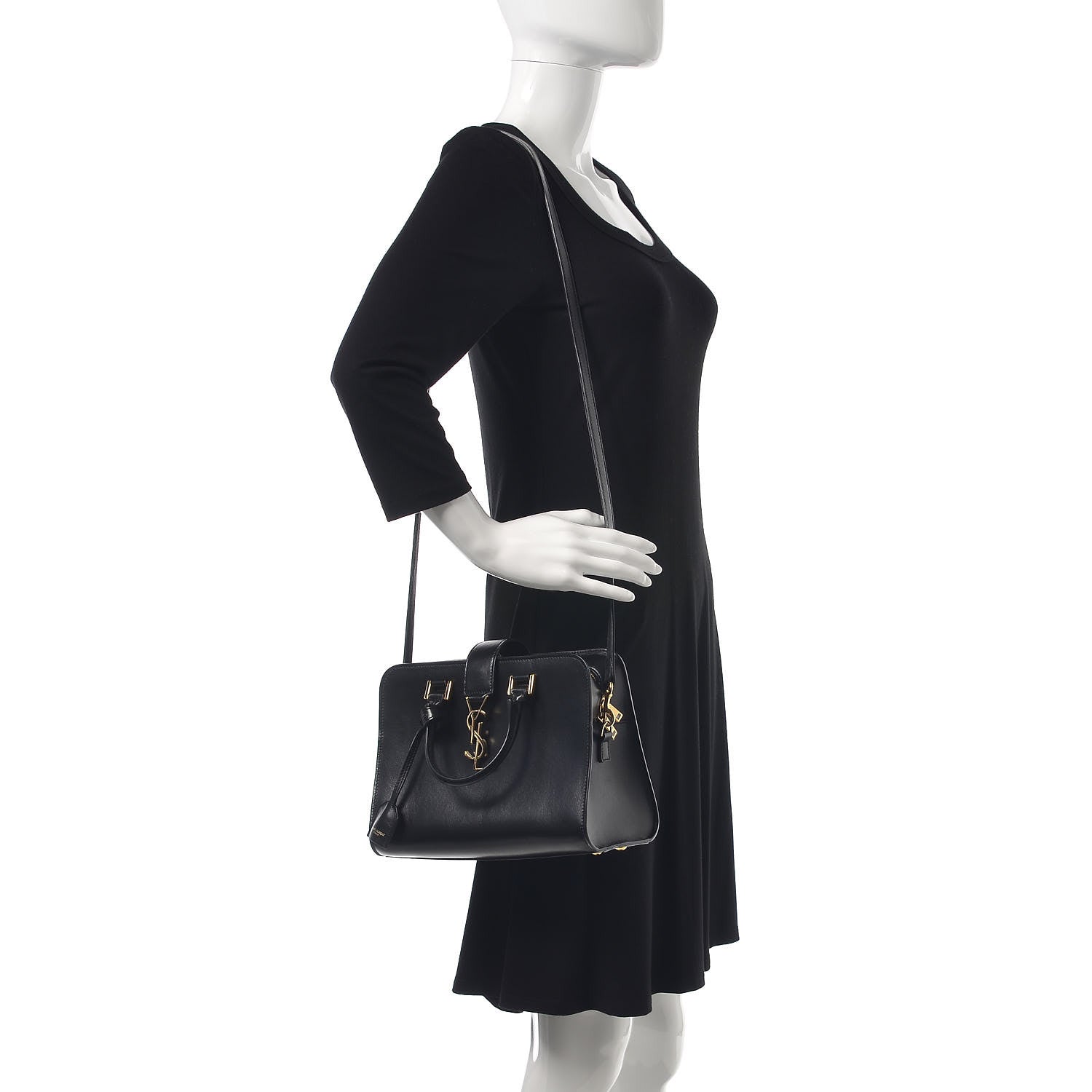 Saint Laurent Calfskin Monogram Baby Cabas Black 2 of 7