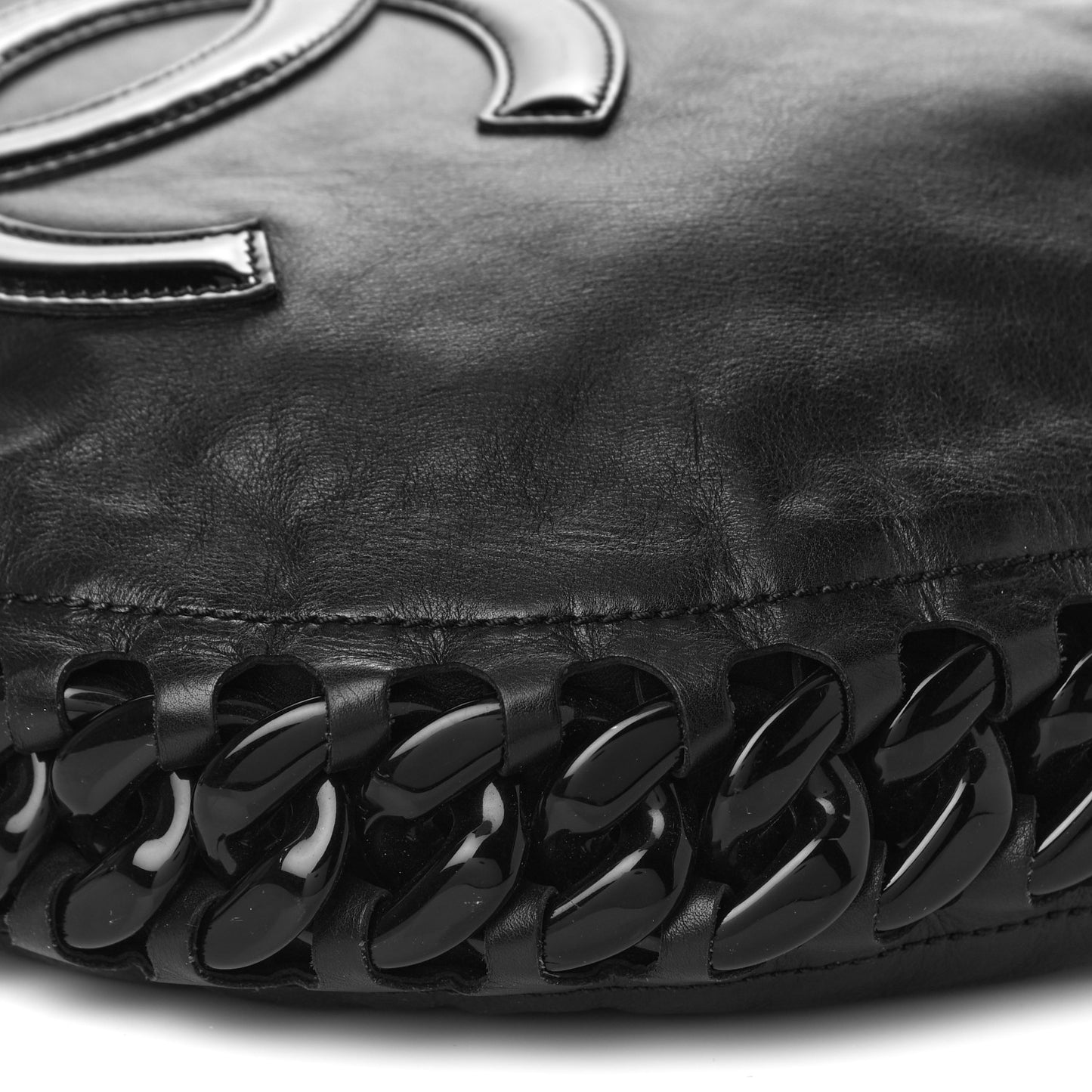 Calfskin Modern Chain Hobo Black