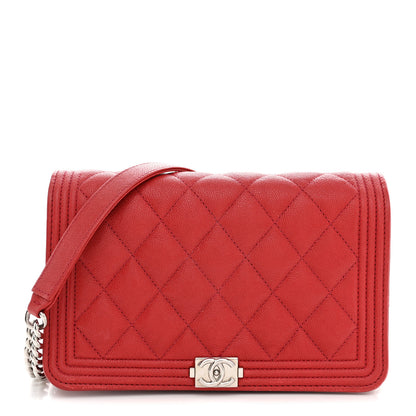 Chanel Caviar Quilted Boy Wallet On Chain WOC Red Red 1 of 12