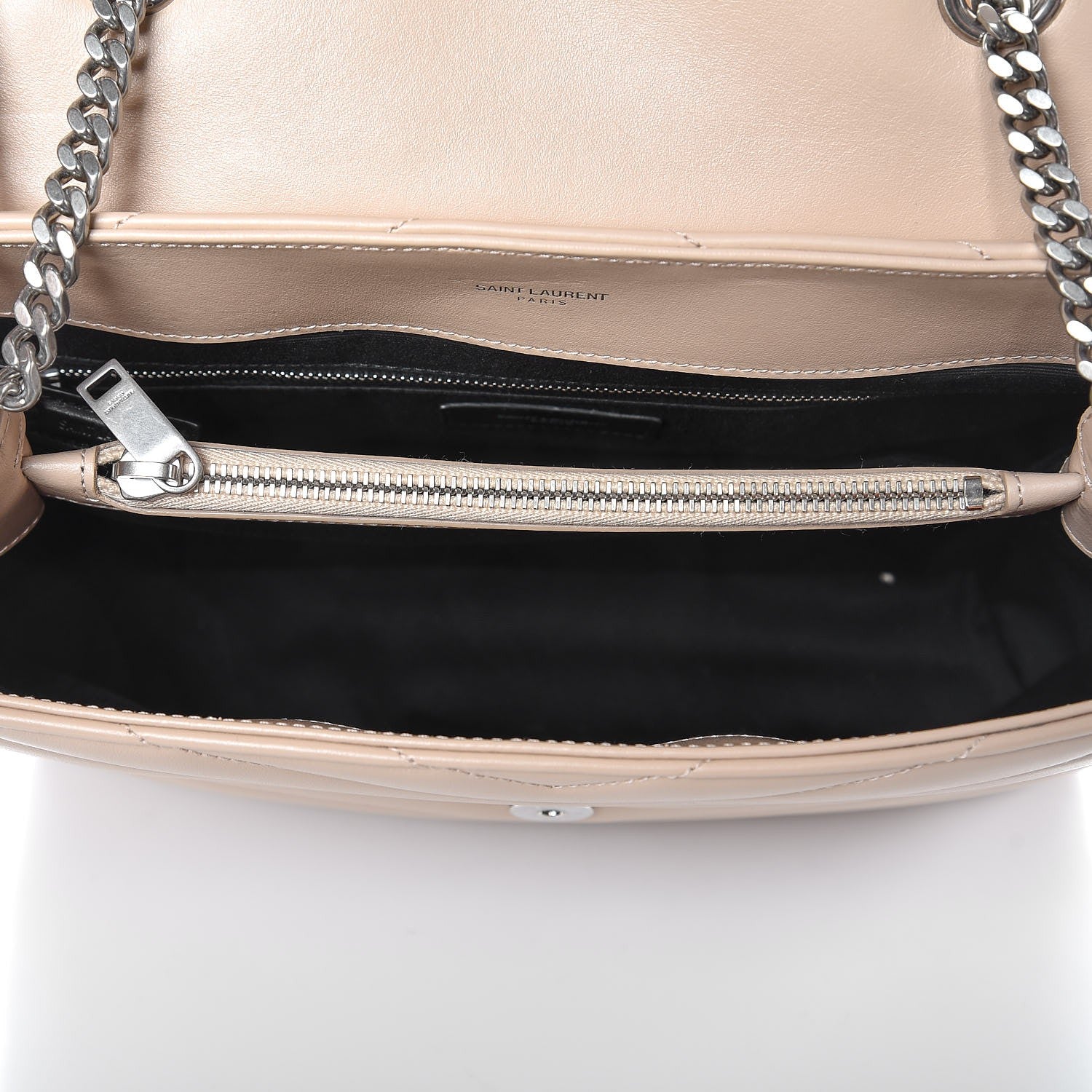 Saint Laurent Calfskin Y Quilted Monogram Medium Loulou Chain Satchel Nude Powder 6 of 8