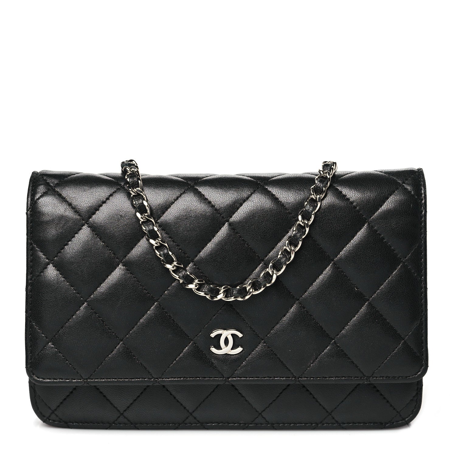 Chanel Lambskin Quilted Wallet On Chain WOC Black 1 of 12