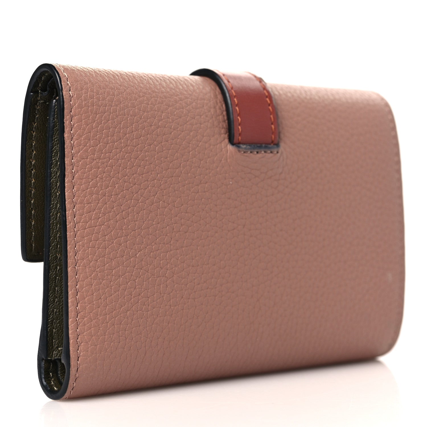 Loewe Grained Calfskin Small Vertical Wallet Dark Blush Dark Olive 3 of 7
