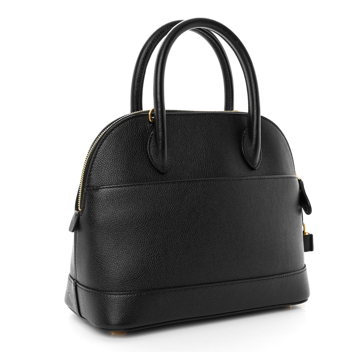 Grained Calfskin Logo S Ville Top Handle Bag Black White