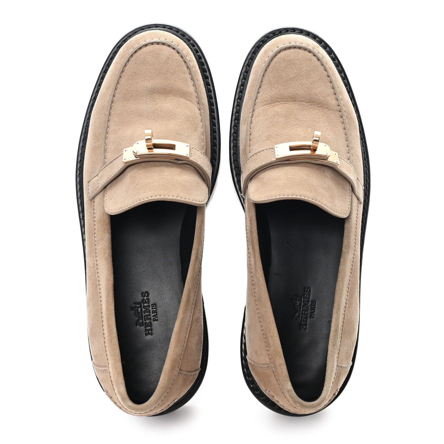 Hermes Suede Womens Icone Loafers 38 Beige Sable 2 of 10
