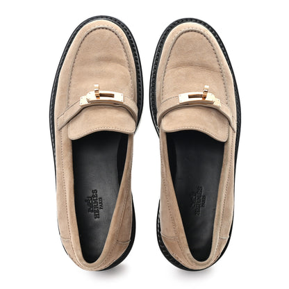 Hermes Suede Womens Icone Loafers 38 Beige Sable 2 of 10