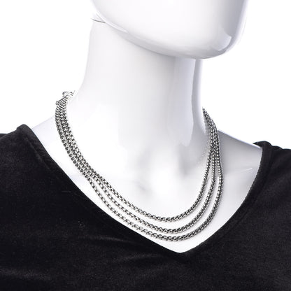 David Yurman Sterling Silver Box Chain Three Strand Necklace 2 of 6