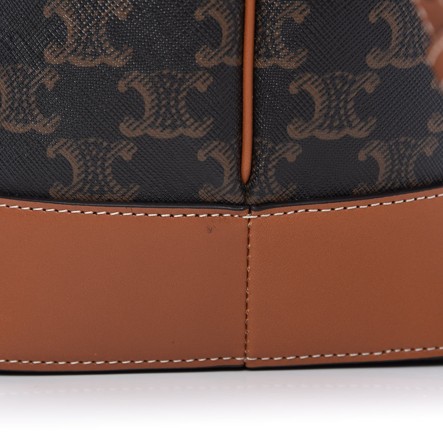 Triomphe Canvas Calfskin Medium Bucket Bag Tan