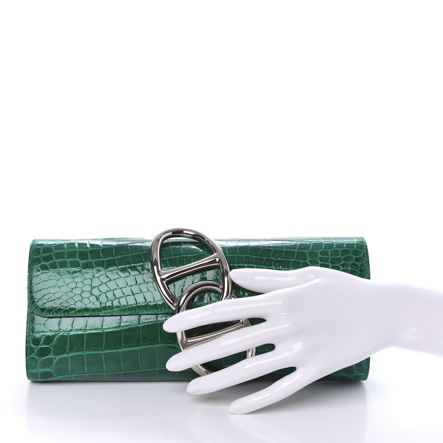 Shiny Niloticus Crocodile Egee Clutch Vert Emeraude
