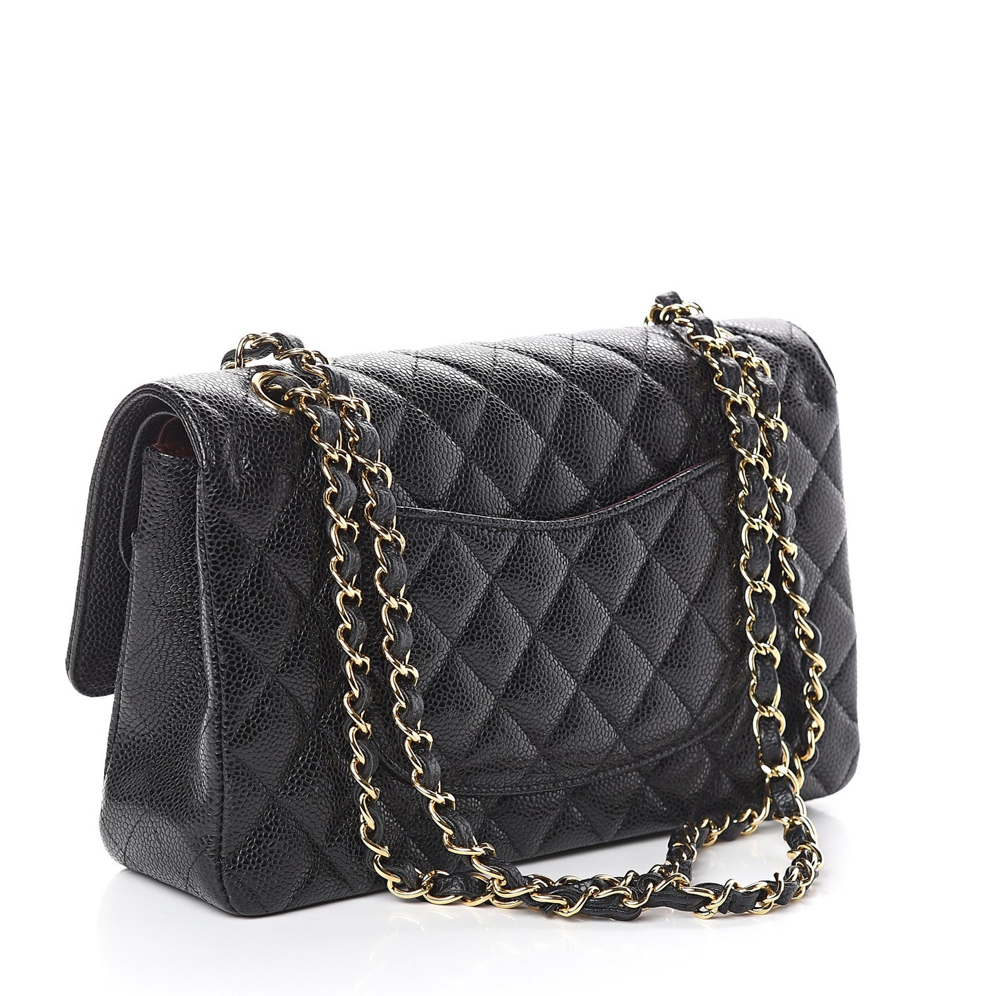 Caviar Quilted Medium Double Flap Black