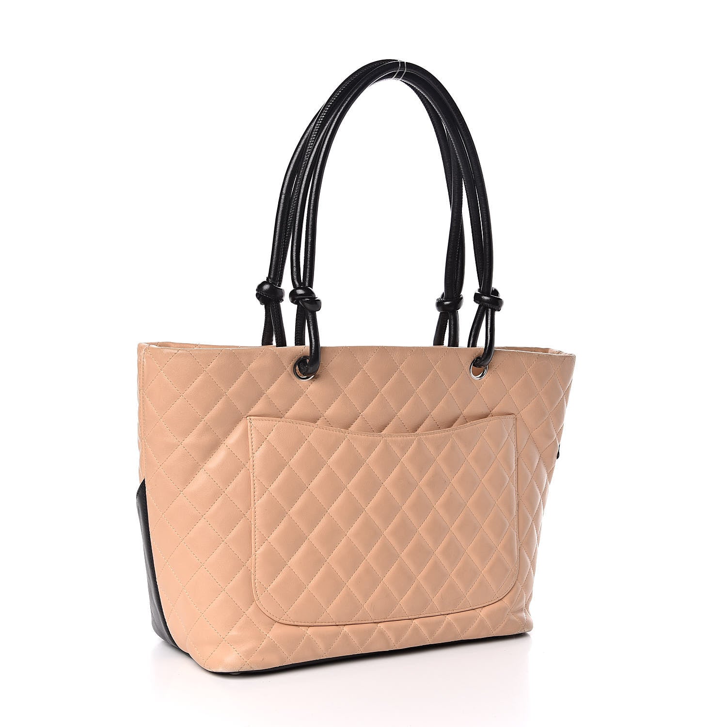 Chanel Calfskin Quilted Large Cambon Tote Beige Black 3 of 14