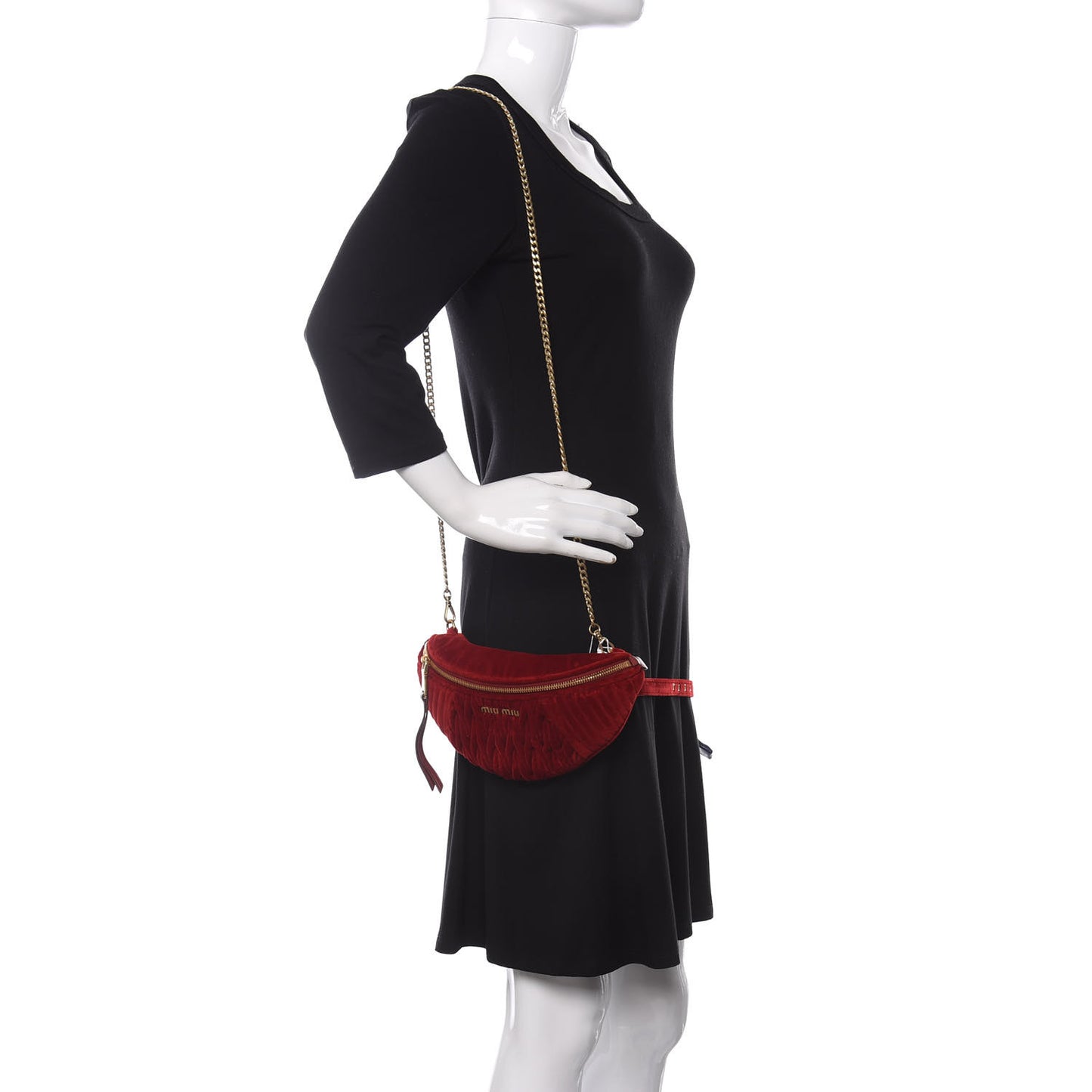 Velluto Matelasse Rider Belt Bag Cherry
