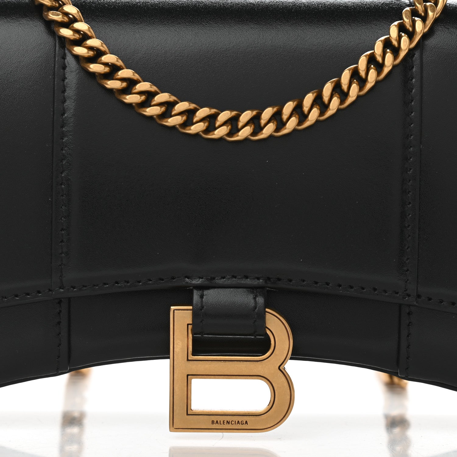 Balenciaga Shiny Box Calfskin Hourglass Chain Bag Black 7 of 9