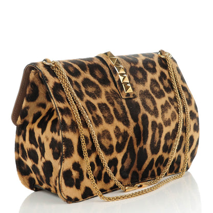 Valentino Garavani Calf Hair Leopard Print Large Glam Lock Rockstud Flap 3 of 9