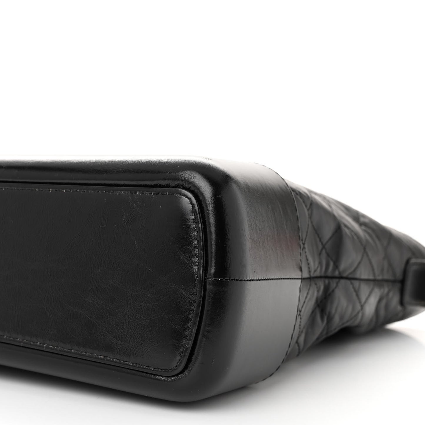 Aged Calfskin Quilted Large Gabrielle Shopping Tote Black