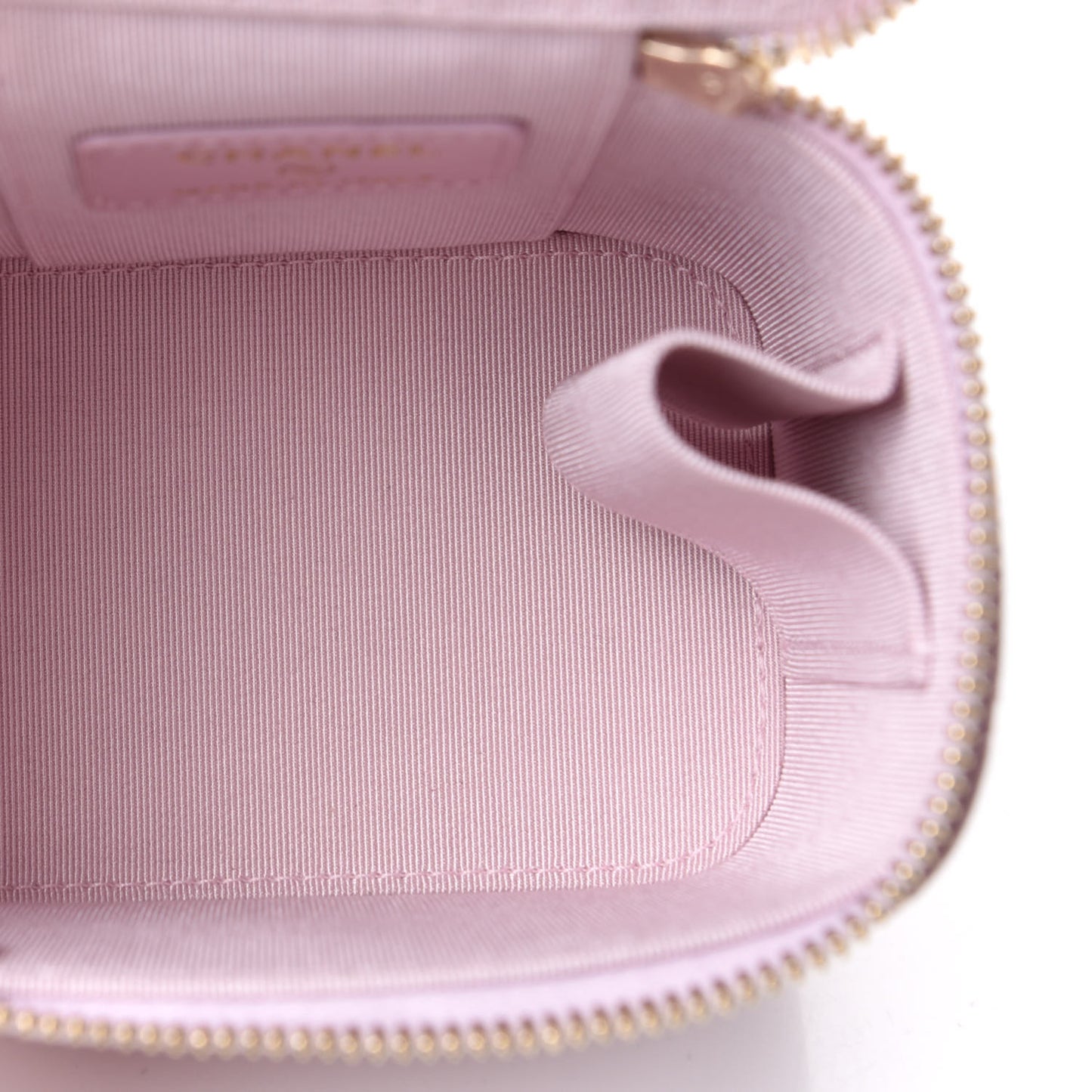 Caviar Quilted Mini Vanity Case With Chain Light Pink