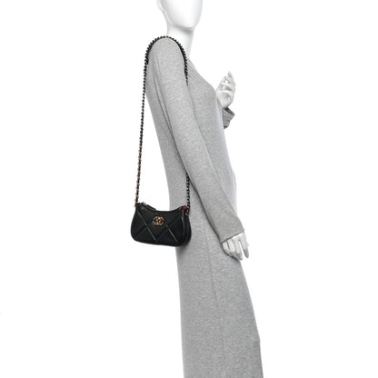 Chanel Lambskin Quilted Chanel 19 Hobo Clutch With Chain Black 2 of 10