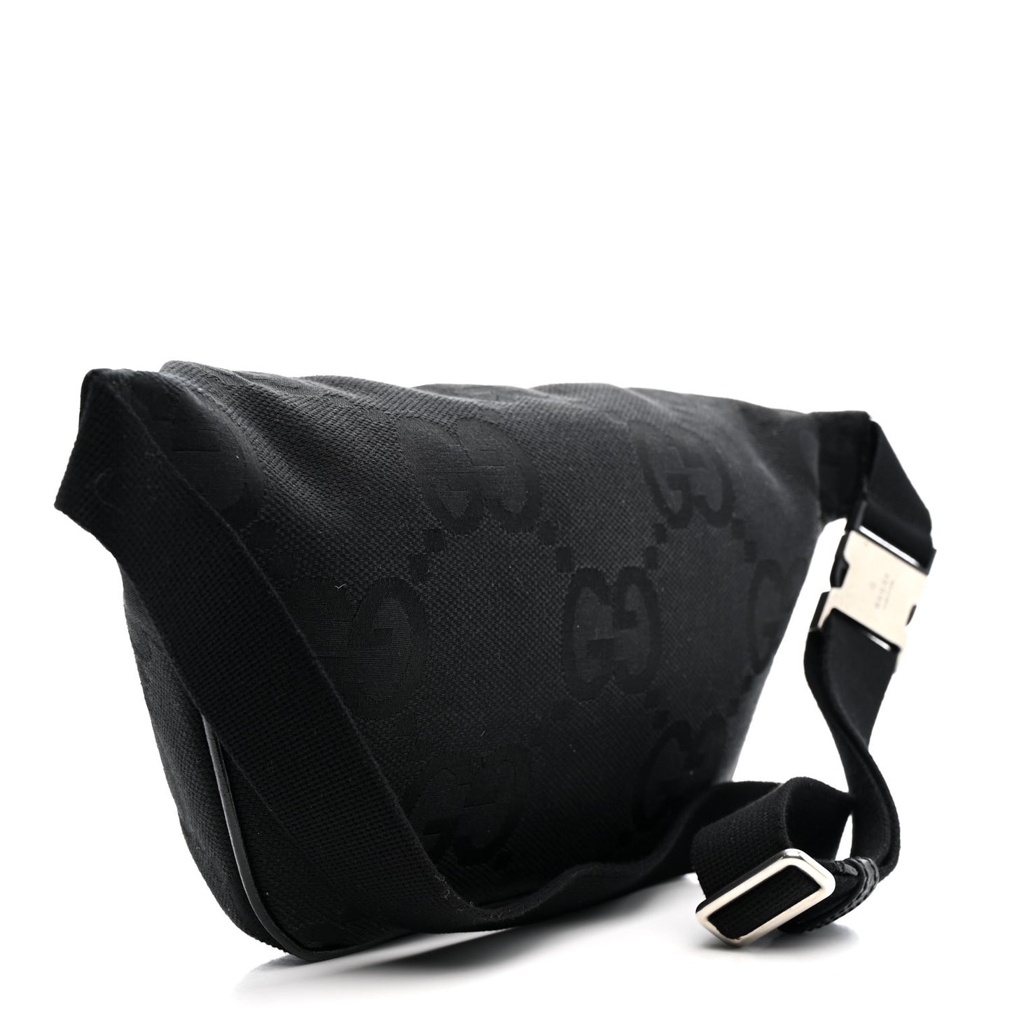 Monogram Jumbo GG Textured Dollar Calfskin Web Belt Bag Black