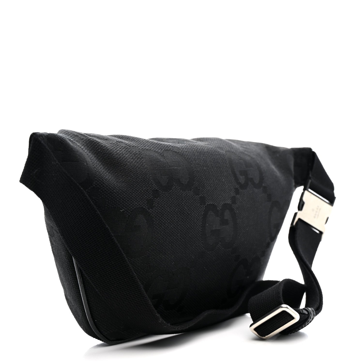 Gucci Monogram Jumbo GG Textured Dollar Calfskin Web Belt Bag Black 2 of 12