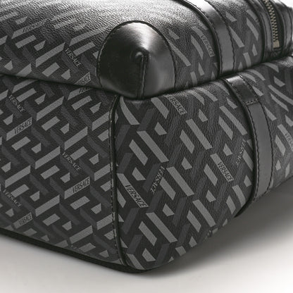 Versace Coated Canvas Calfskin La Greca Signature Backpack Black Grey 9 of 9