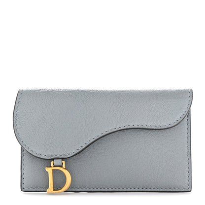 Christian Dior Goatskin Saddle Cosmos Zipped Card Holder Cloud Blue 1 of 7