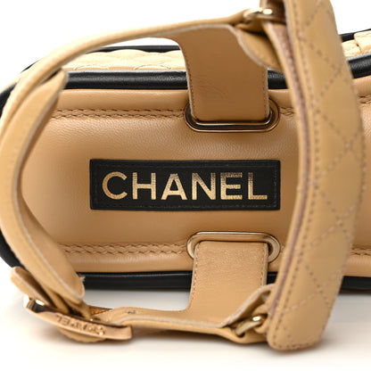 Chanel Lambskin Quilted Platform Sandals 41 Beige Black 8 of 10