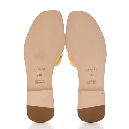 Hermes Epsom Oran Sandals 38.5 Jaune Sable 5 of 9