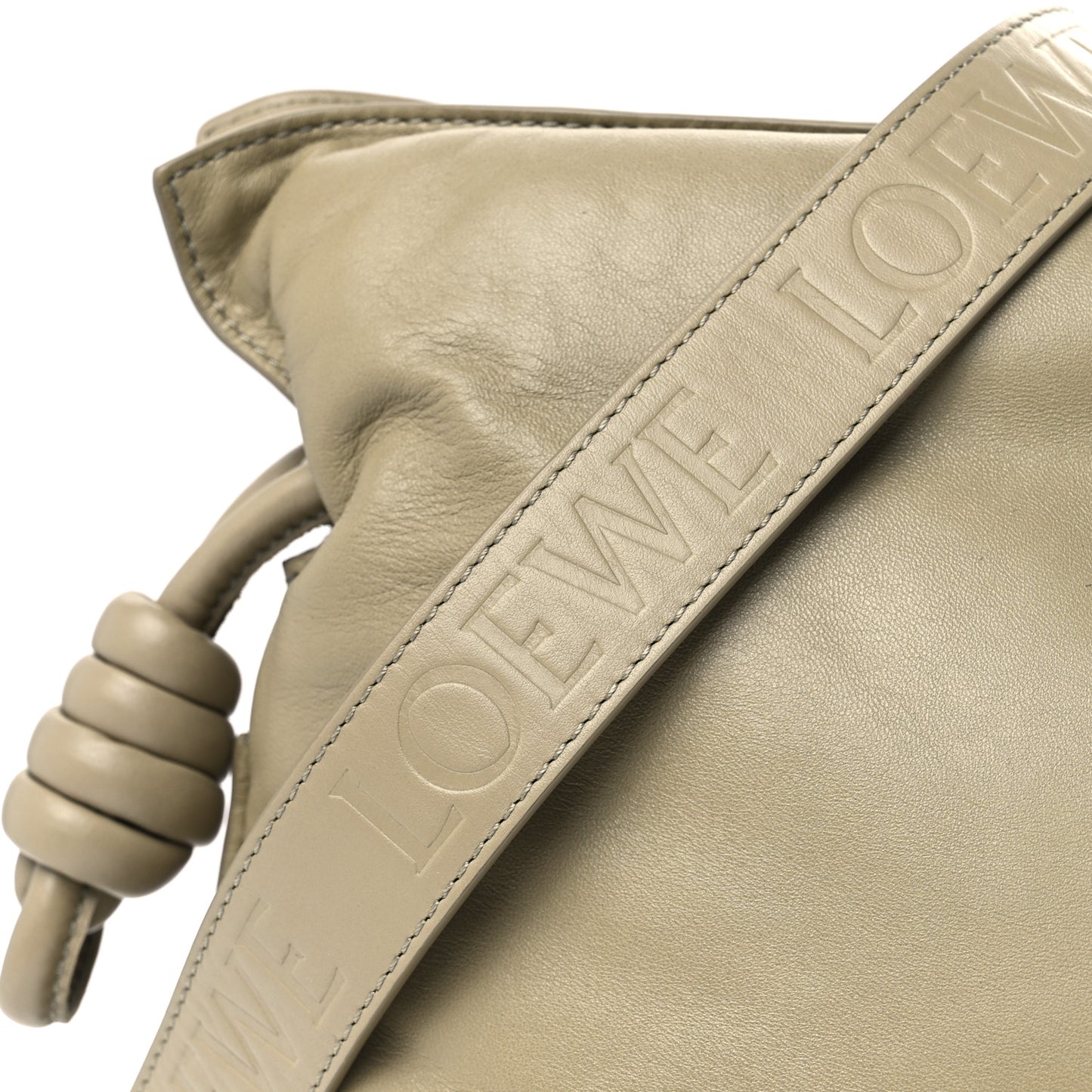 Shiny Nappa Lambskin Puffer Flamenco Knot Clutch Clay Green