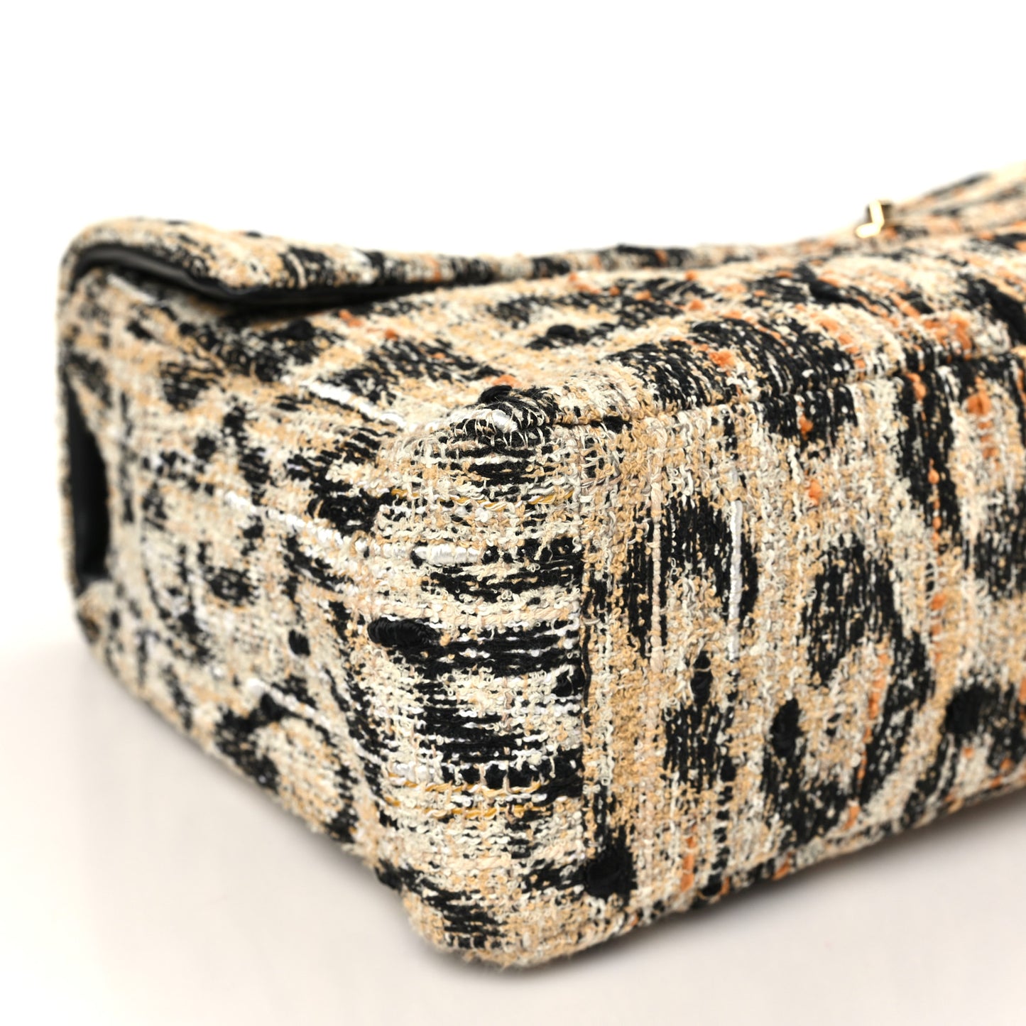Tweed Mixed Fibers Leopard Print Souplissimo Maxi Flap Brown Black White