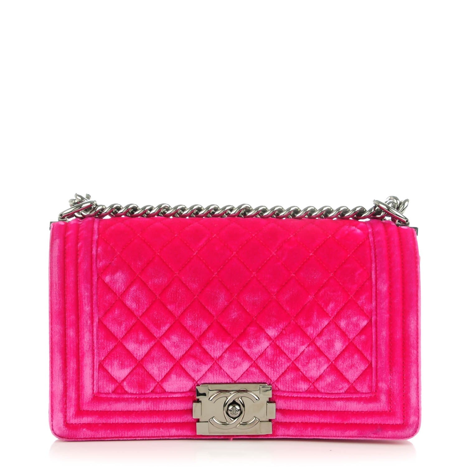 Chanel Velvet Quilted Medium Boy Flap Fuchsia 1 of 8