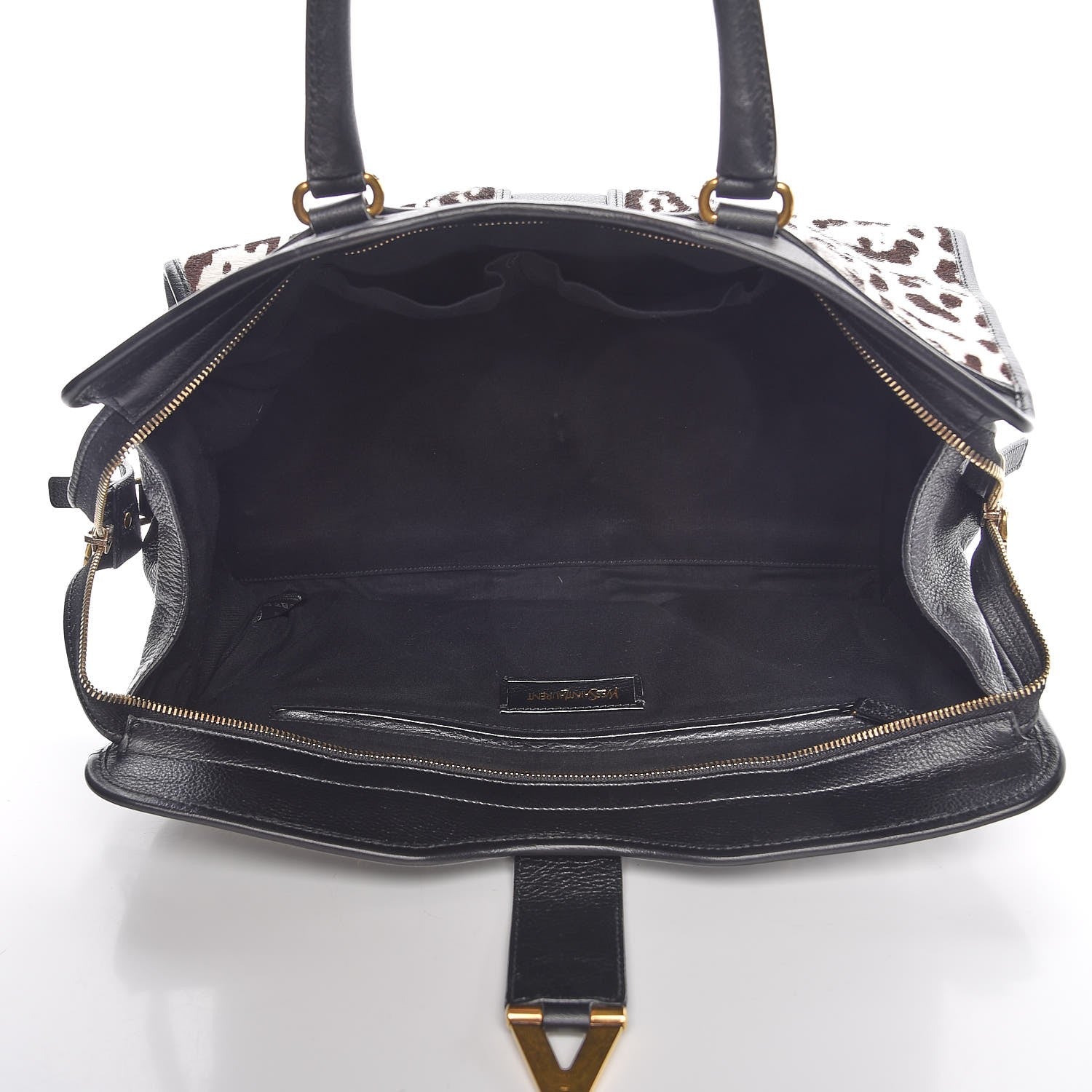 Saint Laurent Pony Hair Calfskin Leopard Print Medium Cabas Chyc Black 4 of 8