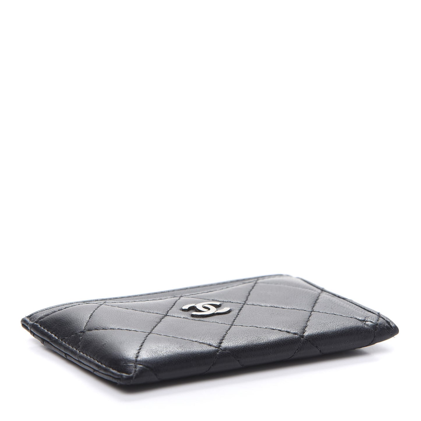 Lambskin Quilted Card Holder Black