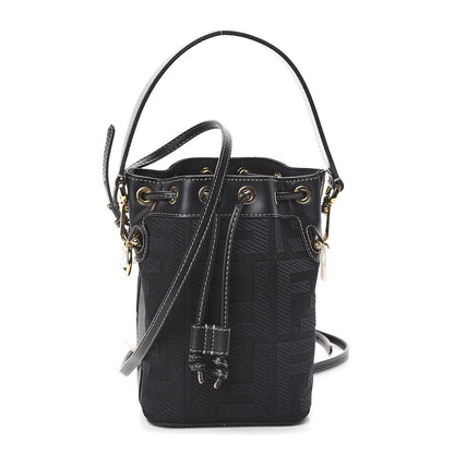 Fendi Canvas Vitello King F is Fendi FF Embroidered Mini Mon Tresor Bucket Bag Black 1 of 7