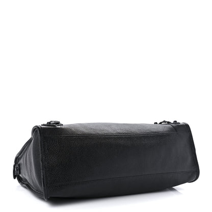 Balenciaga Shiny Grained Goatskin Black Metallic Edge City Black 4 of 9