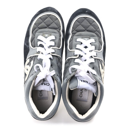 Chanel Fabric Suede Calfskin Quilted CC Sneakers 39 Dark Grey 2 of 8