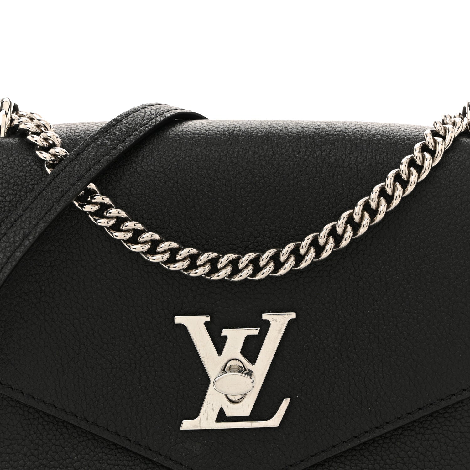 Louis Vuitton Soft Calfskin Mylockme Chain Bag BB Black 7 of 14