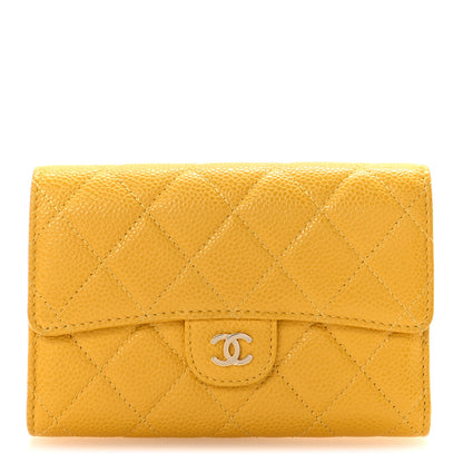 Chanel Caviar Quilted Medium Flap Wallet Yellow 1 of 9