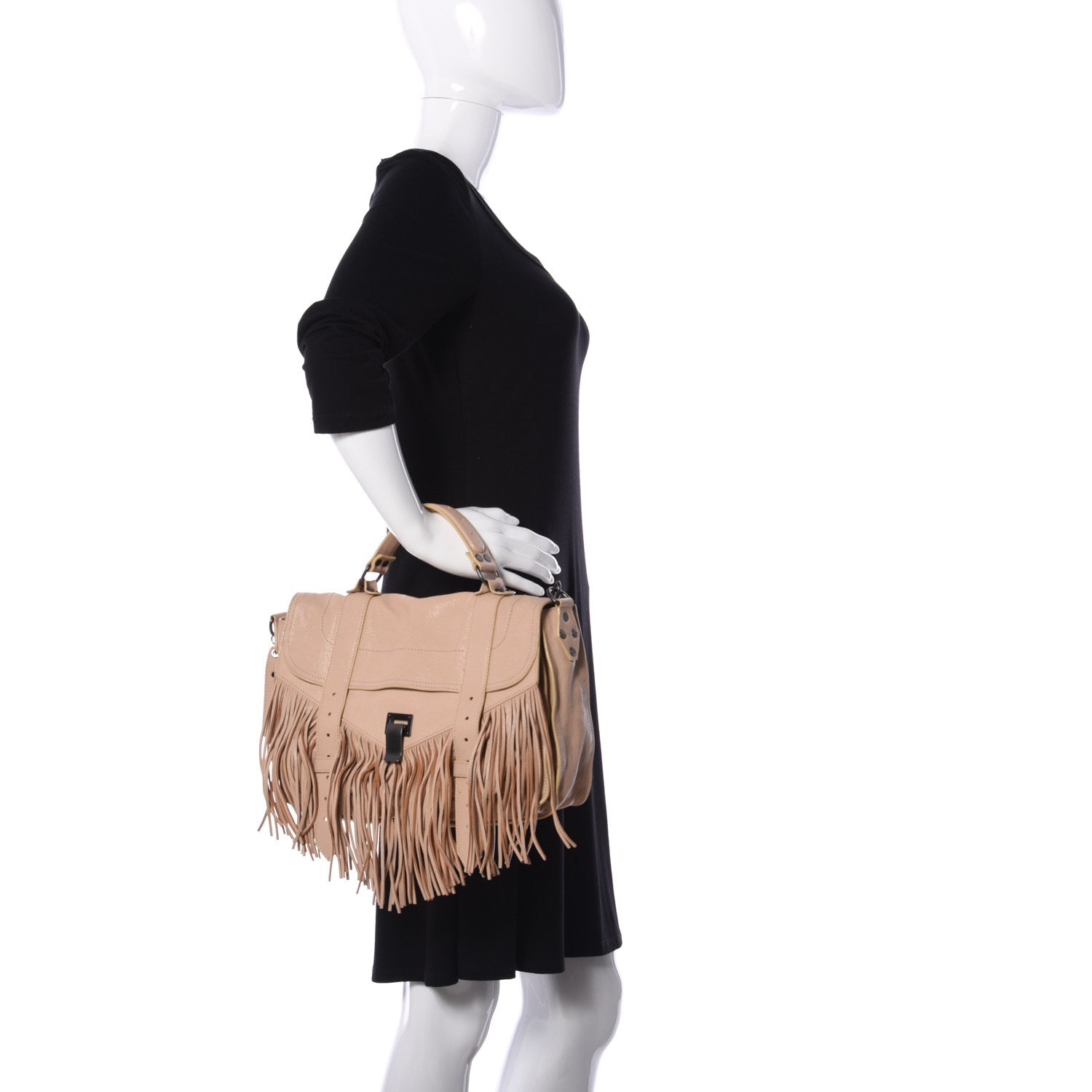 Proenza Schouler Lambskin Fringe Medium PS1 Satchel Nude 3 of 10