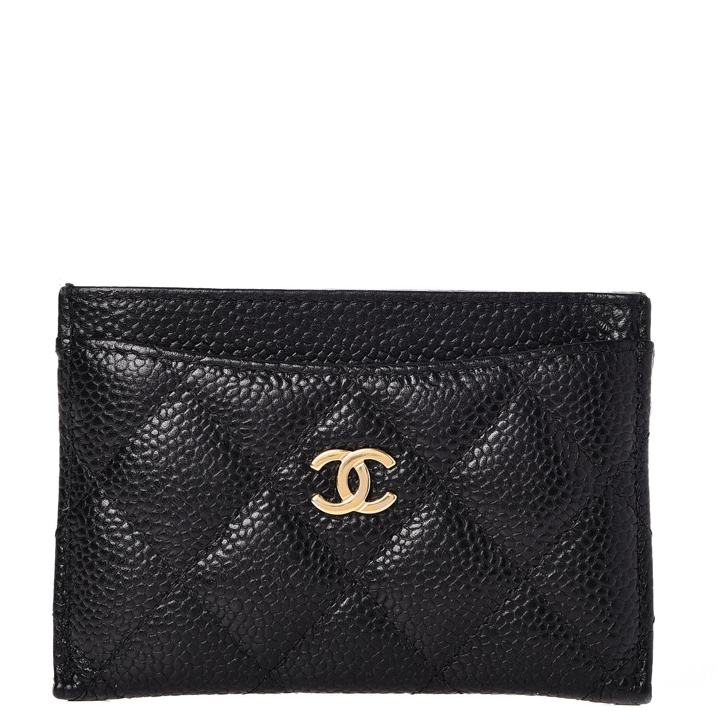 Caviar Quilted Card Holder Black