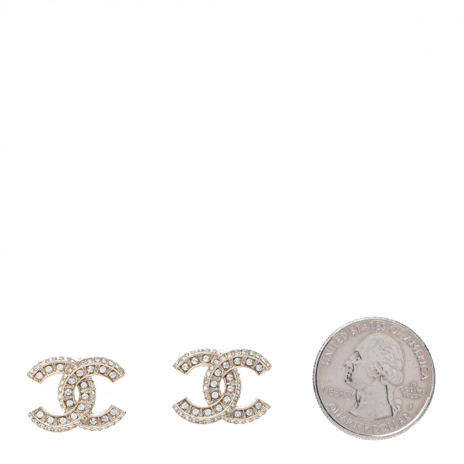Chanel Crystal Timeless CC Earrings Light Gold 2 of 5