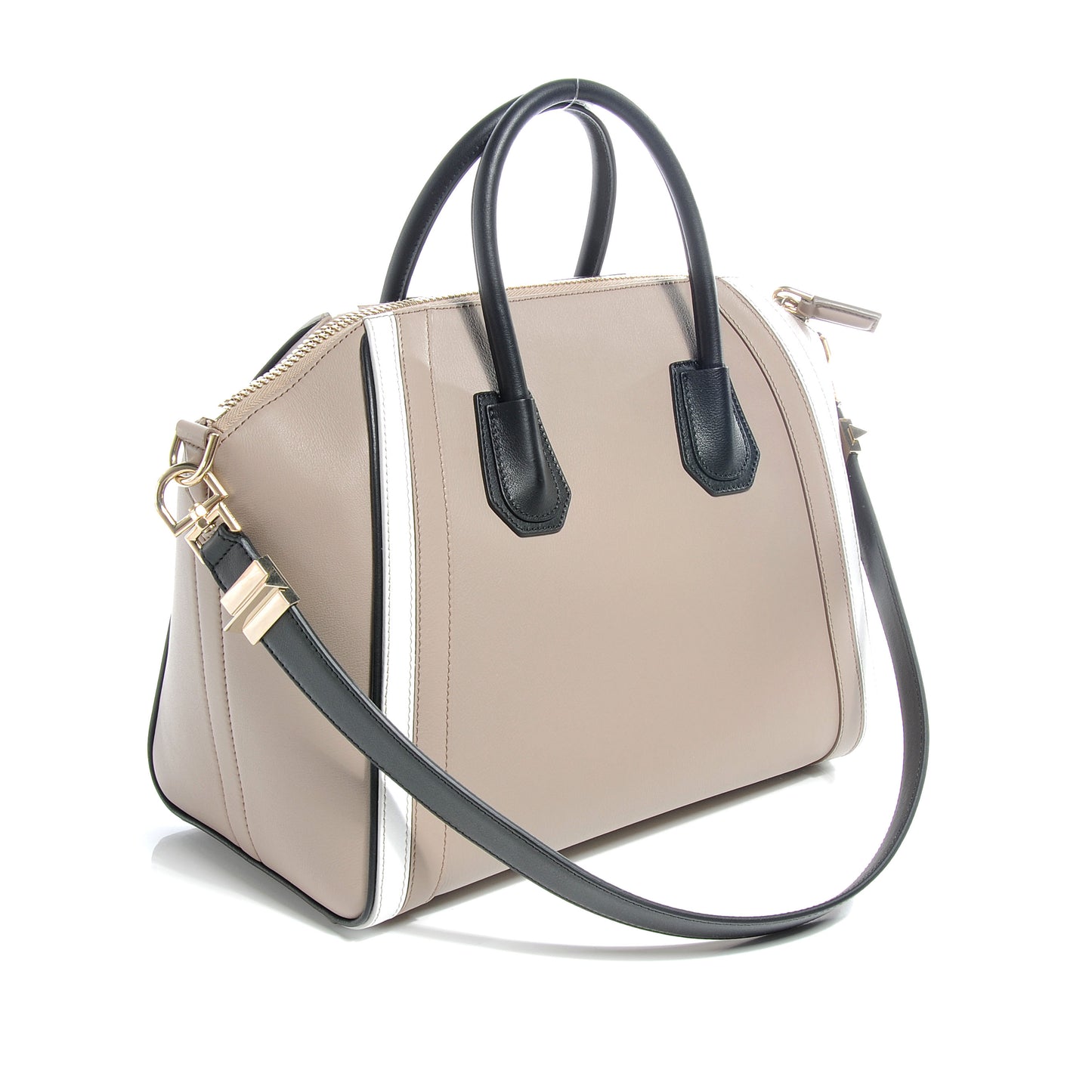Goatskin Medium Tri-Color Antigona Black White Beige