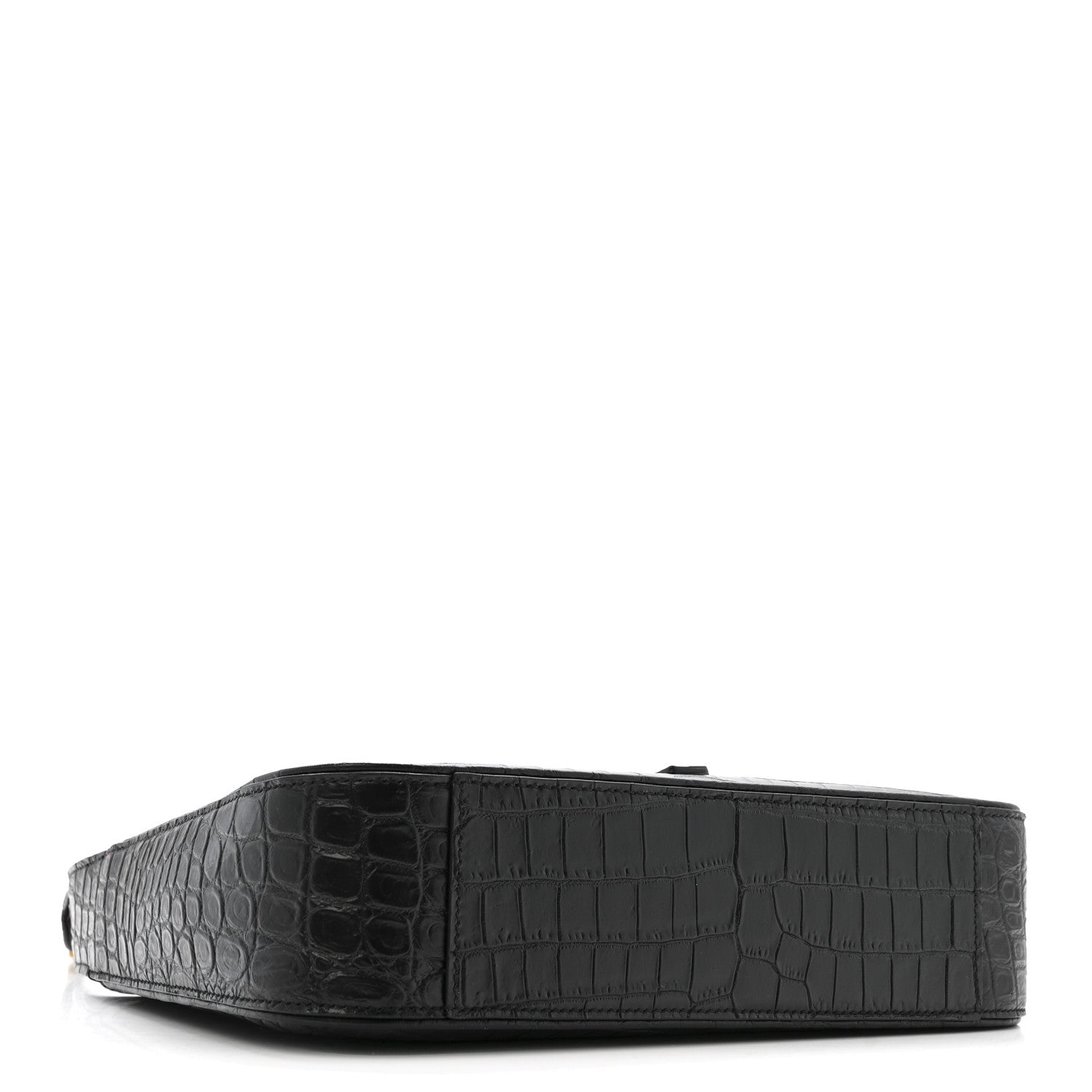 Saint Laurent Calfskin Crocodile Embossed Le 5 A 7 Hobo Black 4 of 11