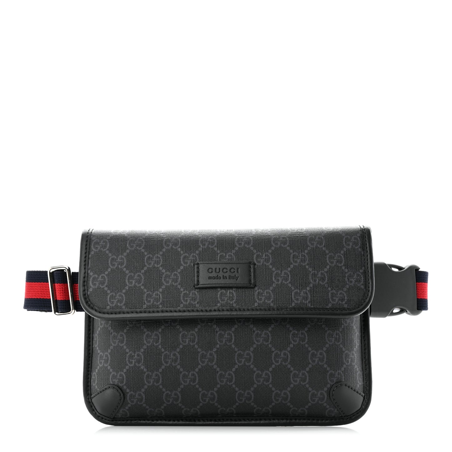 GG Supreme Monogram Web Slim Belt Bag Black Grey