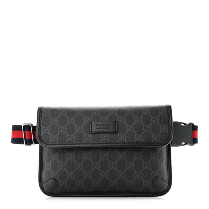 Gucci GG Supreme Monogram Web Slim Belt Bag Black Grey 1 of 10