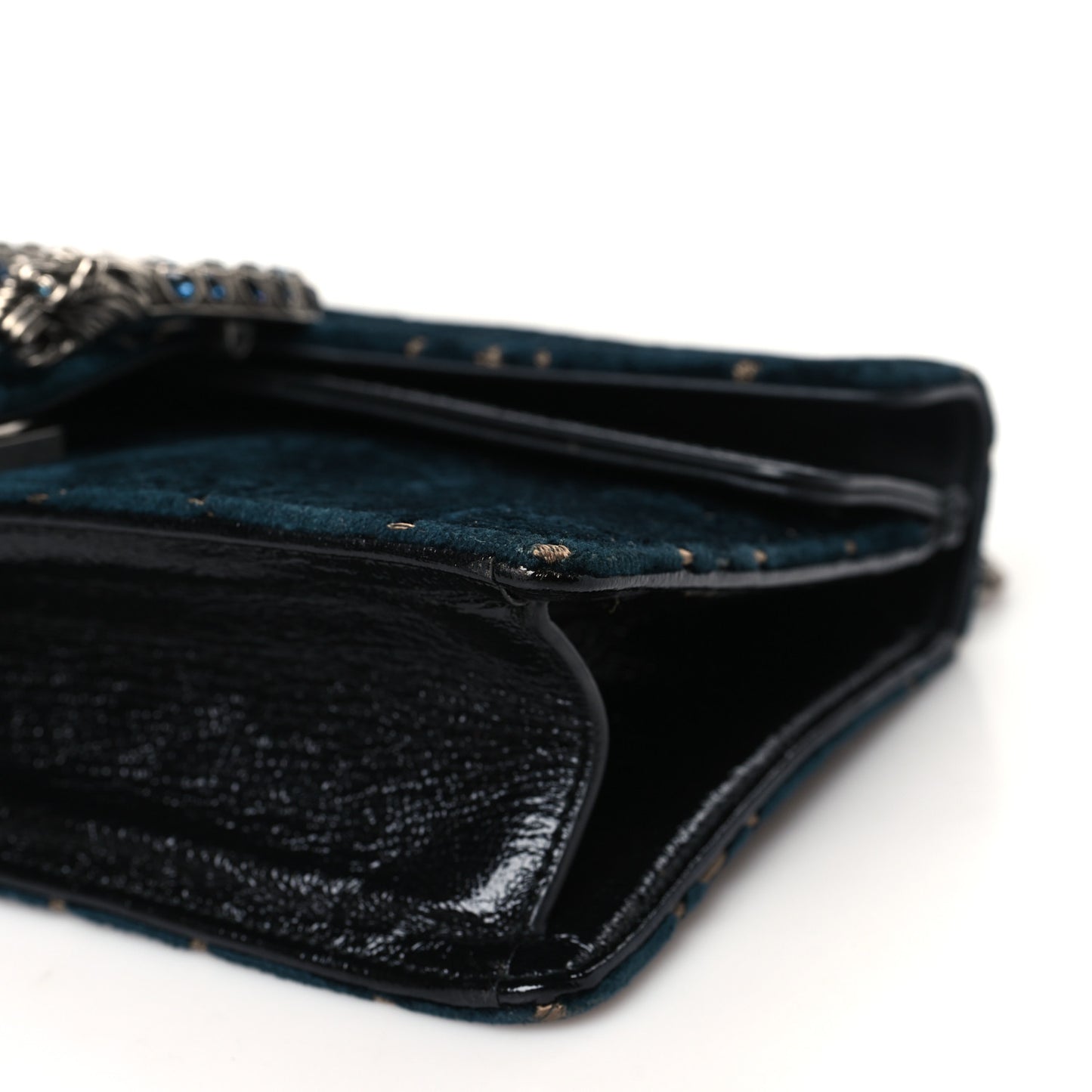 Velvet Skipper Crystal GG Monogram Small Dionysus Shoulder Bag Blue Beige Black