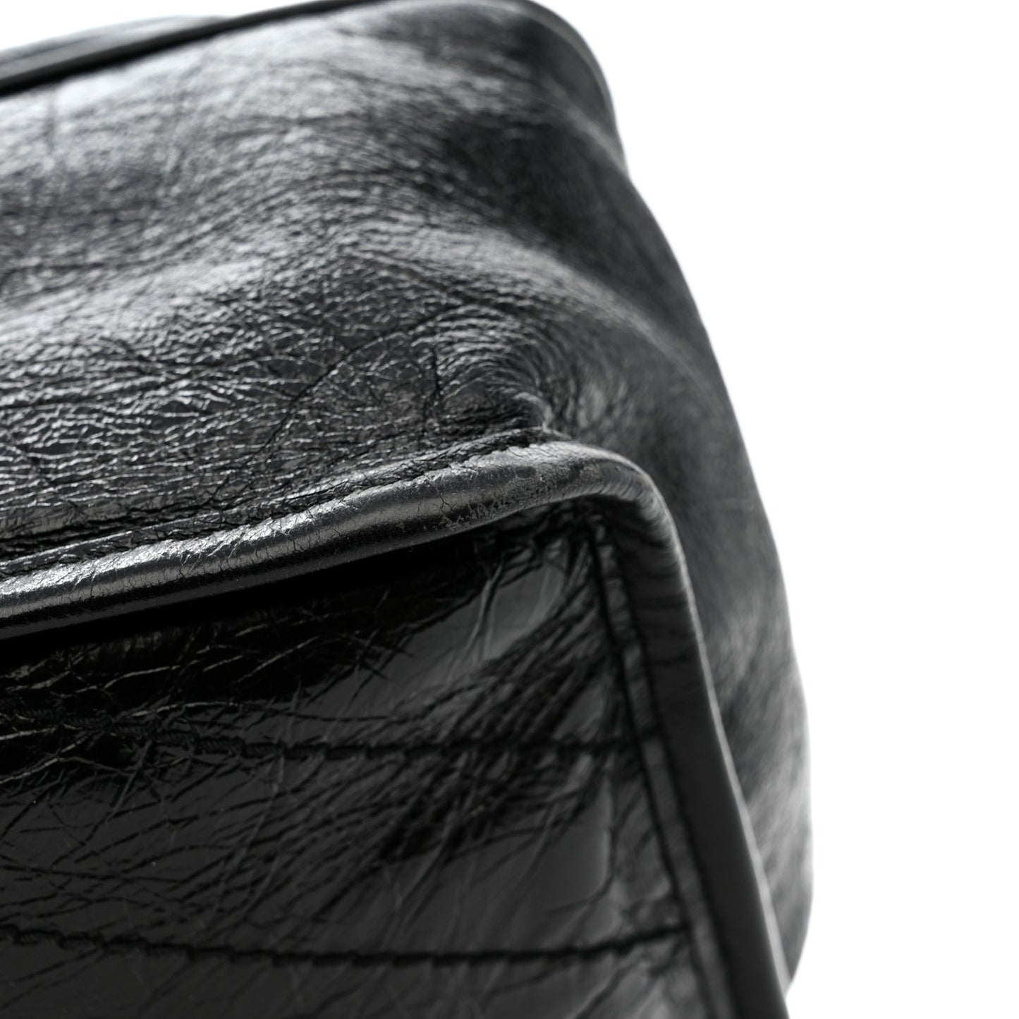 Crinkled Calfskin Matelasse Monogram Medium Niki Chain Satchel Black