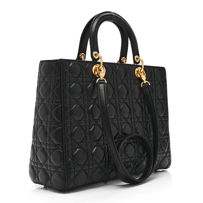 Christian Dior Lambskin Cannage Large Lady Dior Black 3 of 10