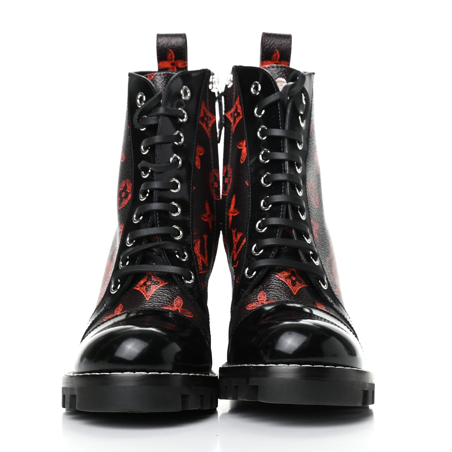 Louis Vuitton Patent Calfskin Catogram Star Trail Ankle Boots 37.5 Black Marron 2 of 8