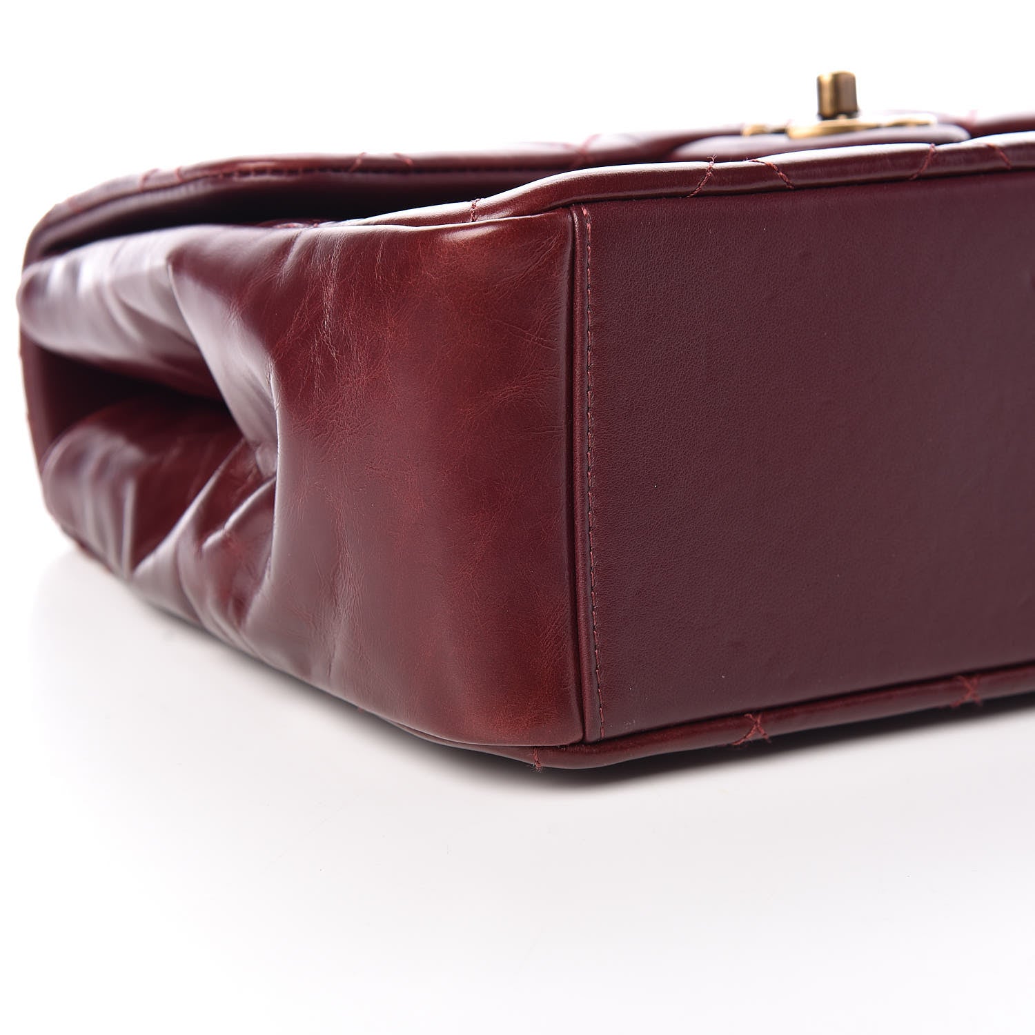 Chanel Calfskin Quilted Medium Gold Bar Top Handle Flap Burgundy 8 of 12