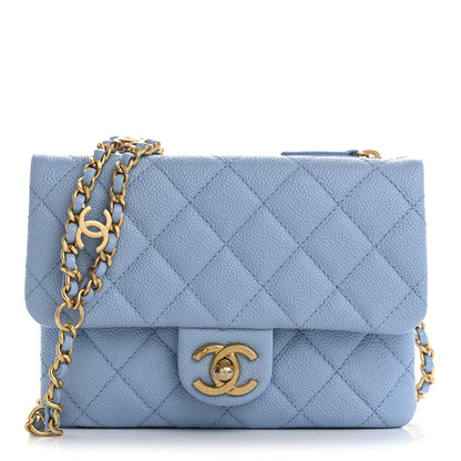 Chanel Shiny Caviar Pick Me Up Flap Belt Bag Light Blue 1 of 12